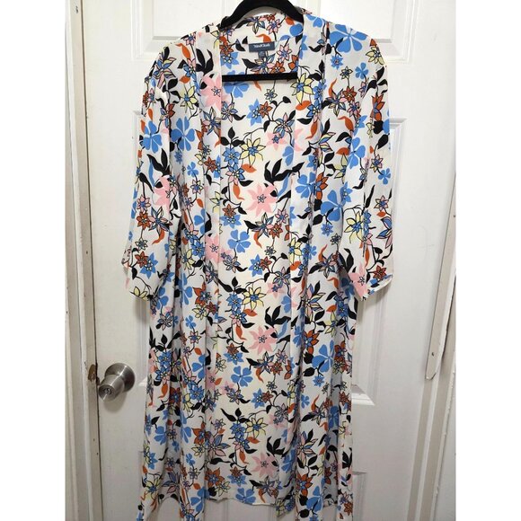ModCloth Floral Print Open Front Boho Fairy Kimono Cardigan S/M Lightweight Poly - Picture 2 of 8